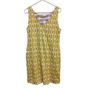 Josi Severson Womens Sleeveless Shift Dress Size Medium Yellow Printed Retro